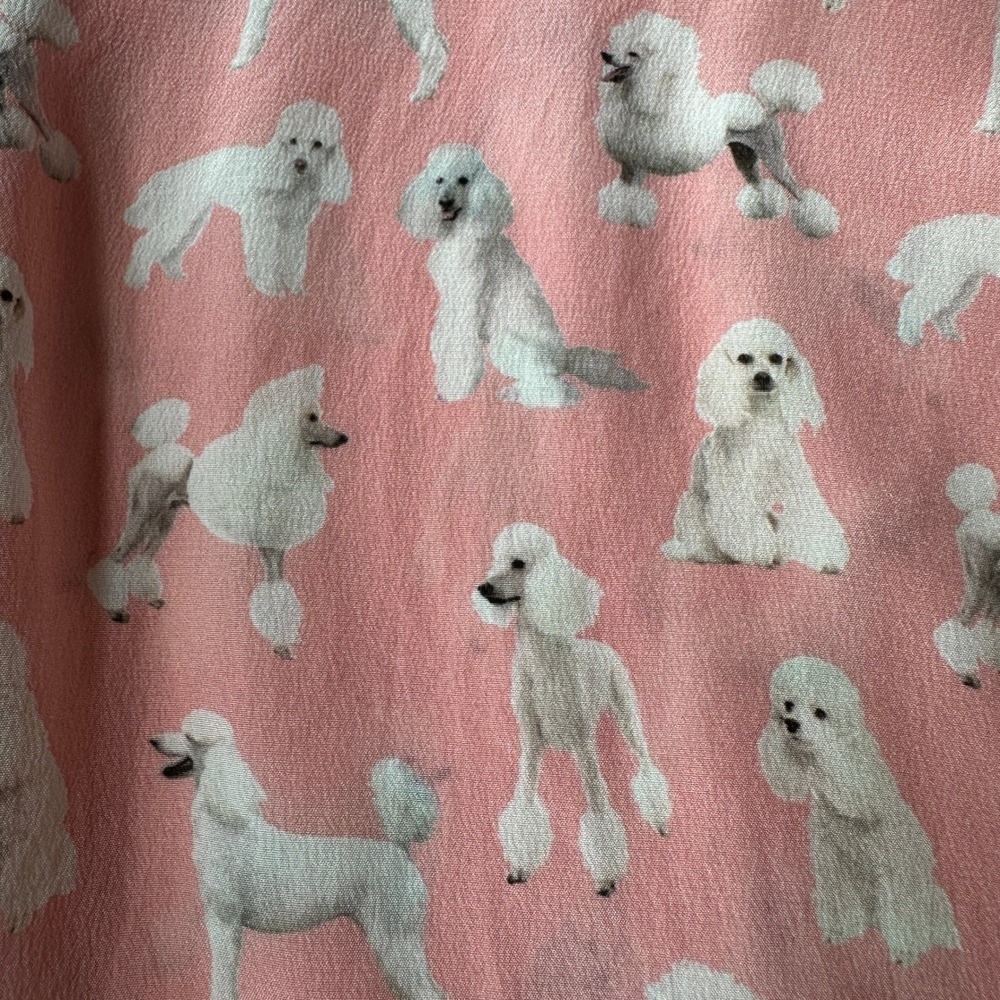 Alice + Olivia Willa Pink Poodle Dog Print Silk Blouse Shirt M Medium - Picture 6 of 10